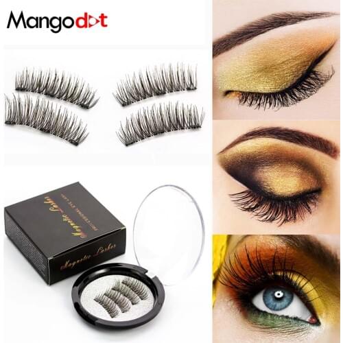 Mangodot Magnetic eyelashes with 3 magnet handmade 3D/6D magnetic lashes natural false eyelashes magnet fake lashes cilios 24P-3