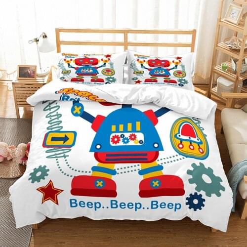 Boy 3d robot Bedding Set Single Size Luxury Duvet Cover Sets Pillowcase kids Bed Set Microfiber Fabric