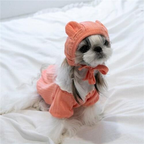 Cute Cat Dog Clothes with Dog Hat Caps Bichon Chihuahua Puppy Clothing Apparel Winter Pet Costume Poodle Yorkies Coat Dog Shirt