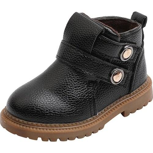 Fashion Unisex Children Martin Boots For Autumn Winter Little Girls And Little Boys Ankle Boot Kids Shoes Brown Black 1-6T