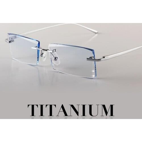 Gentleman Rimless Glasses Man Titanium Prescription Eyeglasses Customized Myopia Hyperopia Progressive Ti Optical Glasses