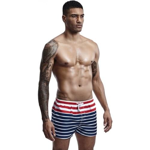 Mens Stripe Swimwear Swimming Trunks Quick Drying Swimwear Running Fitness Sports Shorts Beach Shorts Beachwear