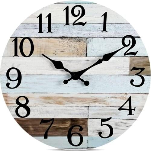 Wall Clock Silent Non-Ticking Wooden Wall Clocks Battery Operated Country Retro Rustic Style Decorative for Living Room
