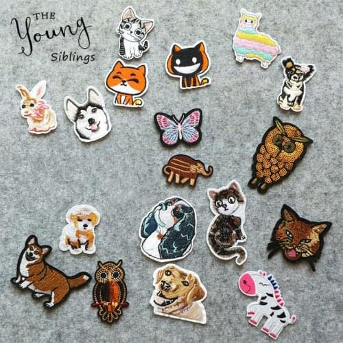 New arrive animal cat dog Hot melt patches for Childrens clothes Cartoon Stickers embroidery badge patch DIY Apparel accessory