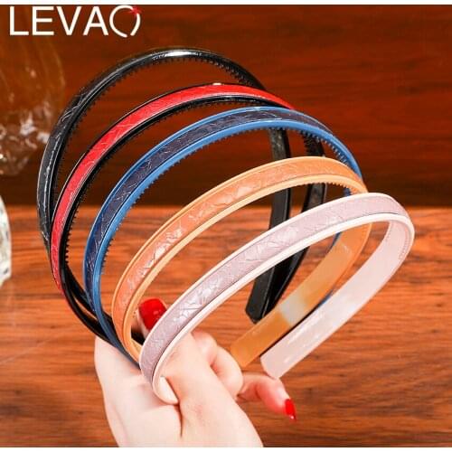 Levao PU Leather Non-slip Teeth Headband For Women Hair Bands Fashion Headwear Hairband Hoop Bezel Hair Accessories
