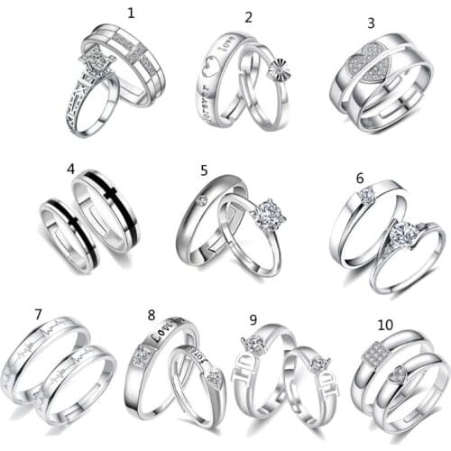 Couple Promise Ring Set 2 Pieces Valentine / Promise/Wedding/ Jewelry Gift Ring for Him and Ladies Men/ Unisex