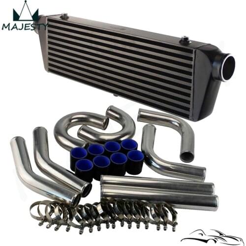 Front Mount Intercooler 550x180x64mm + 2.5" Aluminum Piping Hose Clamps Kit DIY