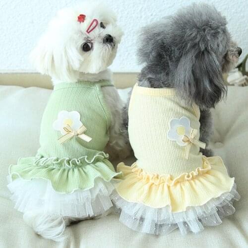 Dog Shirt Dress for Small Medium Dogs Yellow Puprple Green Puppy Cat Sweet Vest Dress Tutu Wedding Party Dress Clothes Chihuahua