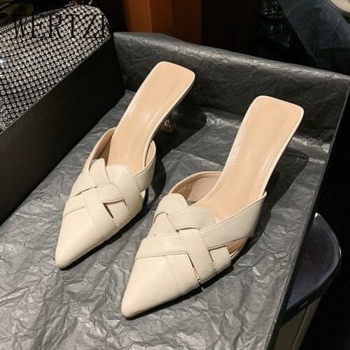 Semi-slipper Children Summer 2021 New Versatile Thin Heel Middle Heel Pointed Fashion Outside Wear Flip-flop High Single Shoes