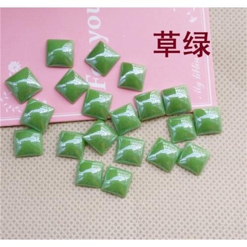 Superior quality Grass green Square shape Ceramics flat back Rhinestones DIY mobile phone shell and watch Decoration 30PCS/pack