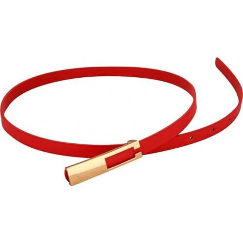 Metal Buckle Women Thin Belt Faux Leather Wild Waistband Black White Red Strap Dress Accessories