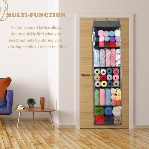 Hanging Luxurious Yarn Storage Organizer With 5 Compartments Multifunctional Storage Bag Large Capacity 40X125X10cm