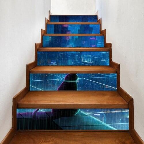 Self Adhesive 3D Canvas Cartoon Cat Home Decor Stair Stickers PVC Poster Print Art Picture Waterproof Wallpaper For Living Room