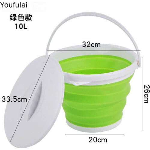 YJ 10L/5L/3L 24c Collapsible Bucket Folding Bucket Lid Silicone Car Washing Bucket Children Outdoor Fishing Travel Home Storage