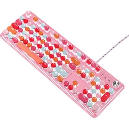 Mixed Color Version K520 Waterproof Real Mechanical Lipstick Keyboard Net Red Punk Retro Laptop Keyboard