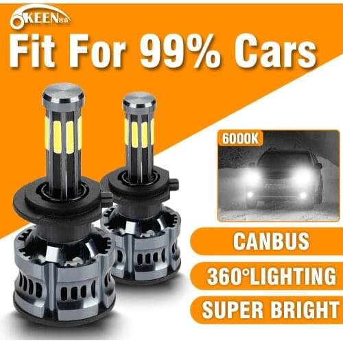 OKEEN H4 LED H7 Canbus H11 H8 HB4 H1 H3 9005 HB3 Auto Car Headlight Bulbs Motorcycle 9600LM Car Accessories 6000K White Fog Lamp