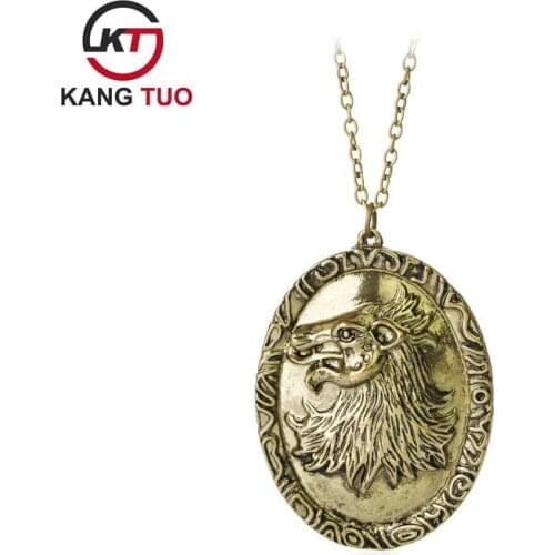 Vintage Antique Bronze Stark Wolf Pendant Necklace Movie Jewelry For Men Gift