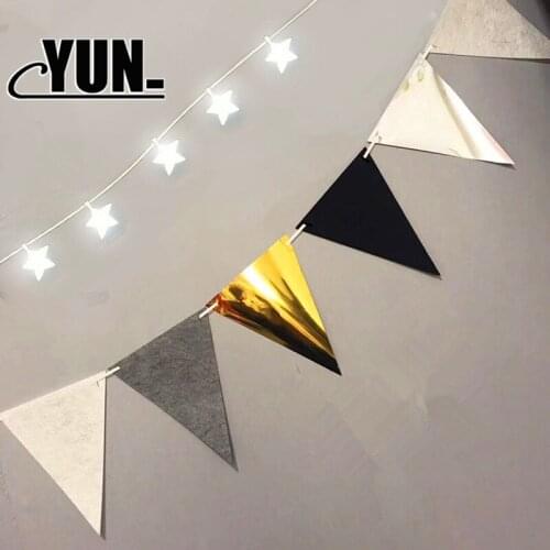 1 Black Gold Decorative Bunting Pennant Holiday Dress Up Supplies Children Birthday Party Flag Flag Layout Banner 8D