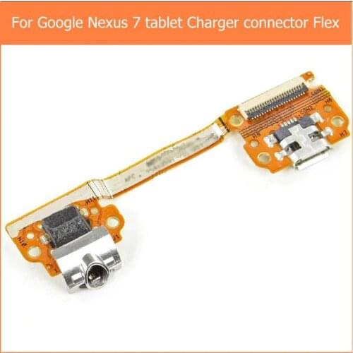 100% Genuine Usb charger port connector For Google nexus 7 Charging port + Audio Headphone Jack + flex cable replacement parts