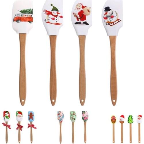 2pcs Halloween Creative Series Wooden Handle Food Grade Silicone Cream Scraper Baking Tools for Cakes Pastry Spatulas Series