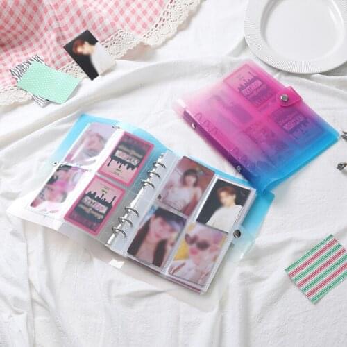 3 Inch Rainbow Color PVC Six-hole Loose-leaf Binder, Card Holder, Photo Album, Student Star Card Collection Album