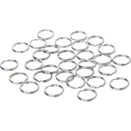 30pcs 15mm Key Ring Stainless Steel Split Keychain EDC Round Loop Hoop Buckle
