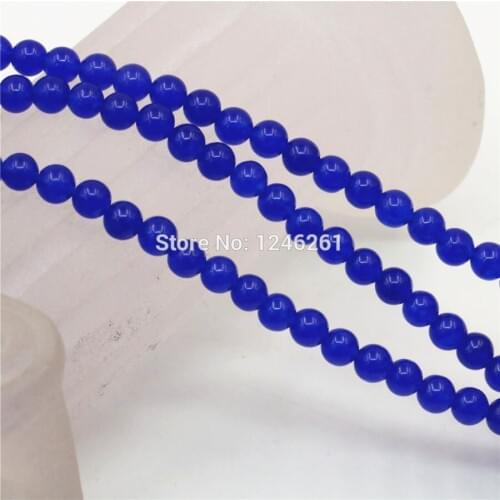 4mm 6mm 8mm 10mm 12mm 14mm Hot Sale DarkBlue Chalcedony Beads Stone Round Diy Jewelry Making Girls Christmas Gifts Gems 15inch