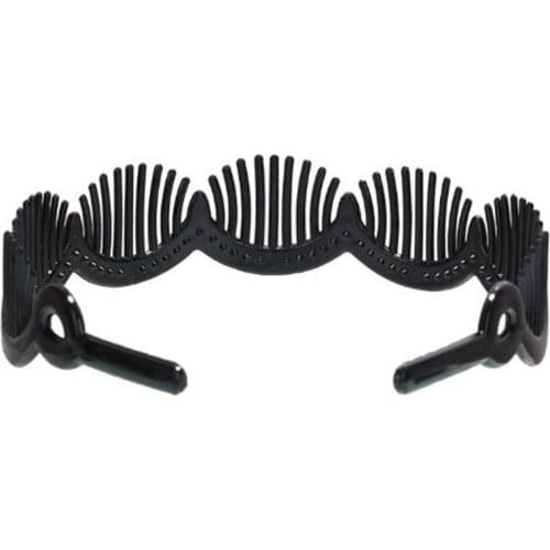 Black Plastic Hair Hoop DIY Headband Holder Clasp Comb with Wave Non-Slip Teeth