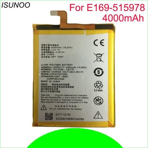 ISUNOO Battery For ZTE Blade X3 Q519T D2 A452 Battery E169-515978 E169 515978 Battery 4000mAh