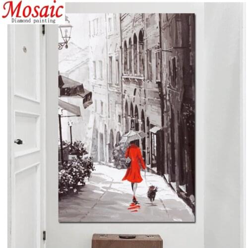 Diamond Embroidery Retro Abstract City Rain Day Street Landscape Diamond Painting diy hobby gift cross stitch round diamond art