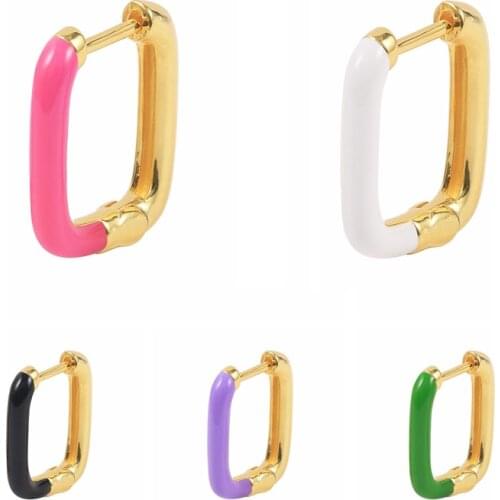 CANNER 925 Sterling Silver Oil Drip Hoop Earrings Geometric U-shaped Huggie Earrings For Women Girl Enamel Party Jewelry Bricons