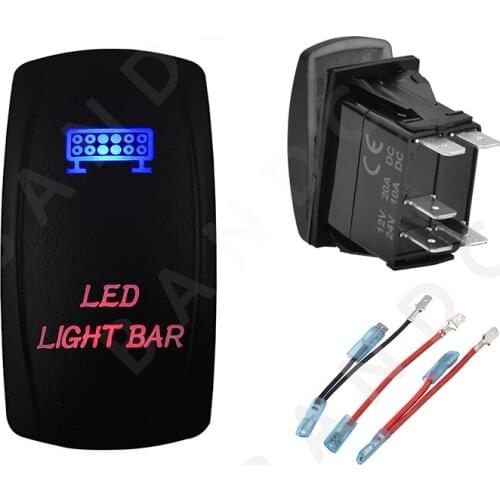 Car Boat Marine LED LIGHT BAR Rocker Switch 5P SPST Laser Blue&Red Leds ON-OFF for ARB RV NARVA Camping Accessories，Jumper Wires