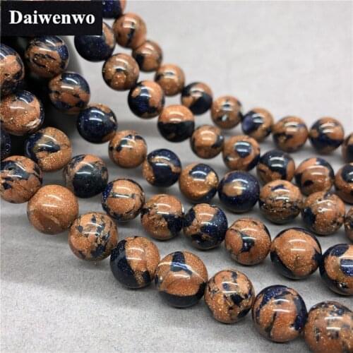 Gold and Blue Sand Stone Mixing Beads Natural 4-12mm Diy for Bracelet Jewelry