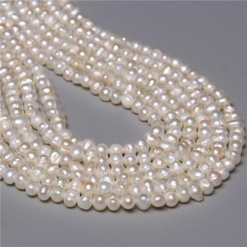Natural Freshwater Cultured Small 4mm White Pearl Beads Irregular Potato Shape 100% Natural Loose Pearls Bead for Jewelry Making