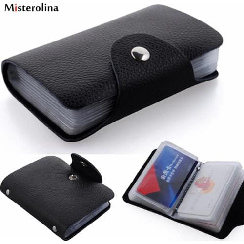 PU Leather Function 12/24 Bits Card Case Business Card Holder Men Women Credit Passport Card Bag ID Passport Card Holder Wallet