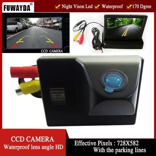 FUWAYDA Color HD CCD Car Rear View Camera for TOYOTA Land Cruiser LC 100 120 4500 4700,with 4.3 Inch foldable LCD TFT Monitor