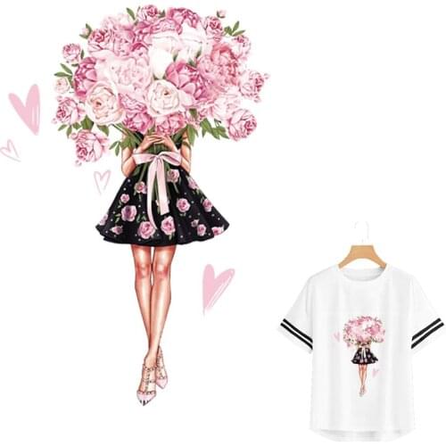 Flower Woman Patch Iron On Clothes Washable Heat Press Appliqued Garment Diy Iron On Patch Clothing Badges Patches