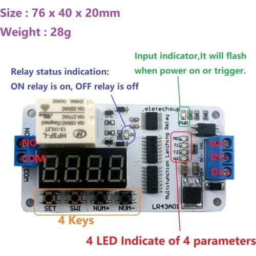 DC 12V 10A Magnetic Latching(keep) Multifunction Energy saving Delay Relay Time Switch Turn on/off PLC Module