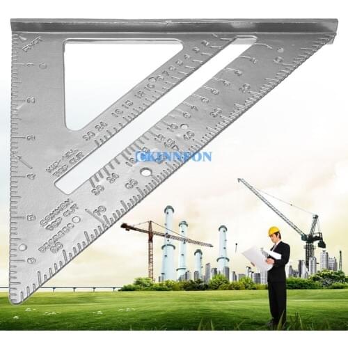 DHL 200PCS 7" Alloy Speed Square Protractor Miter Framing Measurement Ruler For Carpenter
