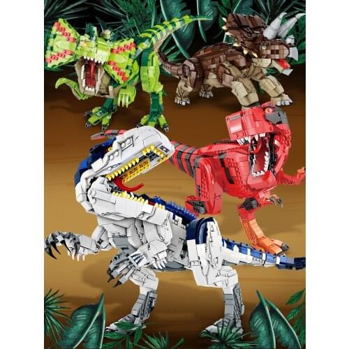 Dragon Velociraptor Stegosaurus Jurassic Dinosaur World Fossil Model Bricks Building Blocks Toys for Children Boy Kids Gifts