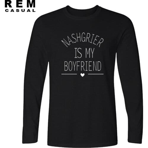 Letters Tshirts Nash Grier Is My Boyfriend Funny Long sleeve T-shirts Man Cotton T Shirts Novelty Nashgrier Tees