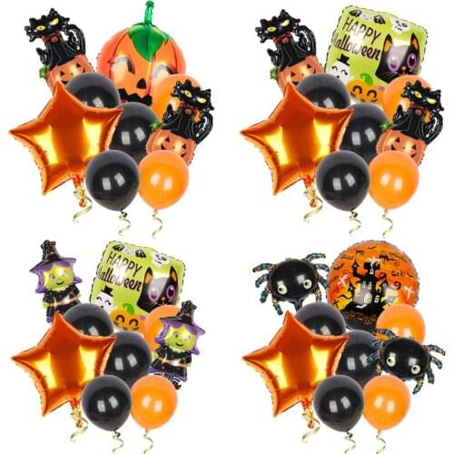 Halloween Foil Balloon Mini Witch Spider Pumpkin Black Cat Set Balloon Halloween Party Decoration Baby Shower Boy Girl Toy