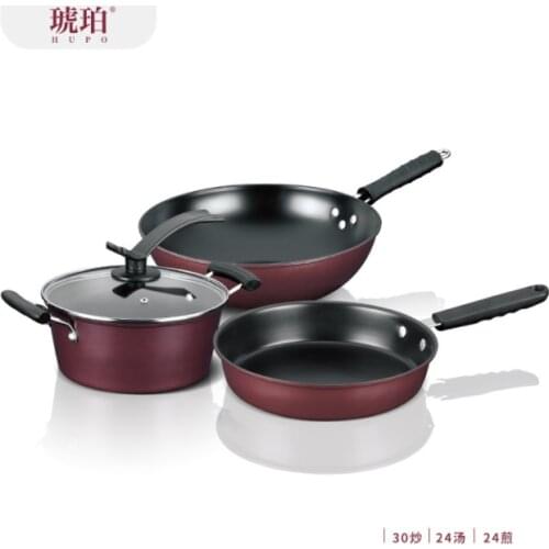 3-piece non-stick pan with cast iron pan 2 pcs