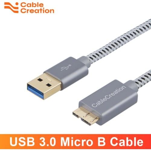 USB 3.0 Micro Cable, CableCreation Short USB 3.0 A to Micro B Cord, Compatible External Hard Drive, HD Camera, Space Gray