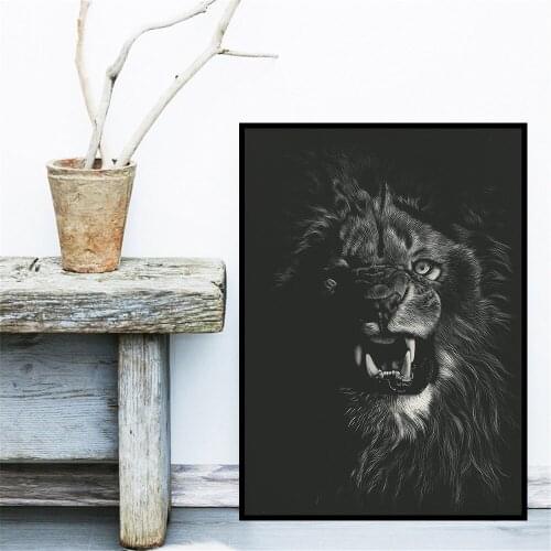 Big Cats Lions Canine Tooth Pictures Living Room Wall Art Decor Animal No Frame Poster Oil Painting Decoration