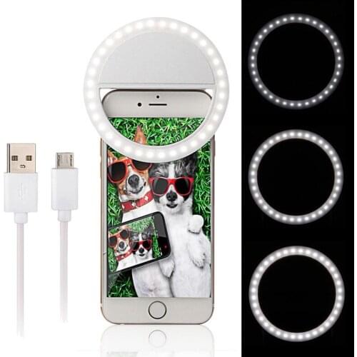 USB Charge LED Selfie Ring Light for Iphone 8 7 Plus Supplementary Lighting Night Darkness Selfie Enhancing for Phone Fill Light