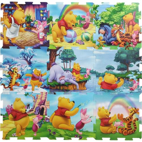 Disney 9pcs/pack Winnie the pooh foam mat Mickey Minnie 30x30cm per piece Baby Child Play Floor Mat Game carpet Crawling mat