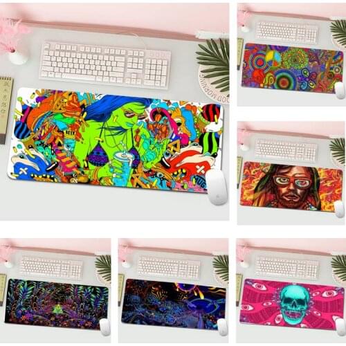 Hippie Psychedelic Keyboards Mat Rubber Gaming mousepad Desk Mat L Gamer Keyboard PC Desk Mat Computer Tablet Gaming Mouse Pad