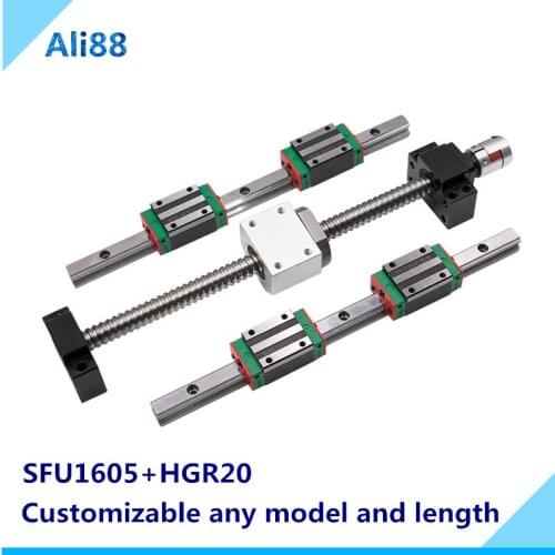 20mm linear guide HGR20 400/450mm linear rail with Square block HGH20CA+ball screw SFU1605+ BK12BF12 end maching for CNC parts