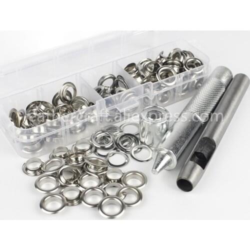 100pcs 8mm Eyelets with Washers & Tool Kit for Leather Craft Garment Repairing Grommet 4 colors available